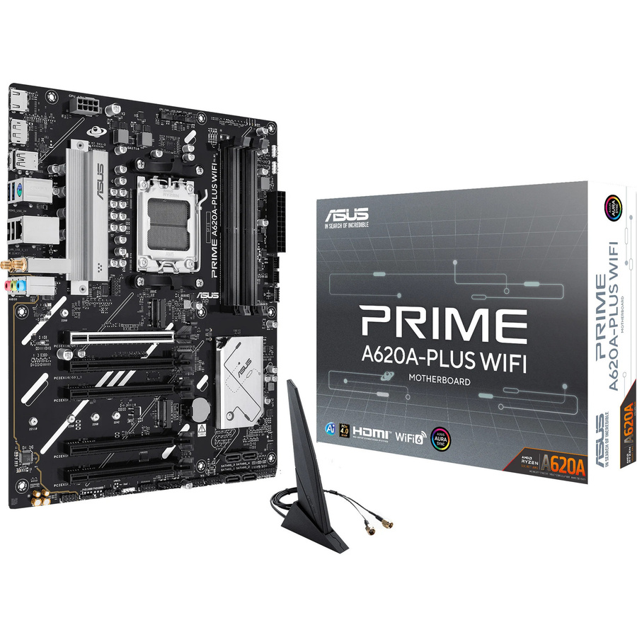 Asus PRIME A620A-PLUS WIFI Mainboard AM5 DDR5 Schwarz mit Wi-Fi und Bluetooth - Bild 1