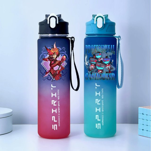 TAKARA TOMY Hazbins Hotel Kawaii Wasserflasche mit Strohhalm, Anime Vox Alastor - Bild 1