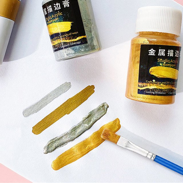 Metallische Acrylfarbe LIEBE ENGEL für Epoxidharz und DIY-Handwerk, Gold und Silber, 30 ml - Bild 1