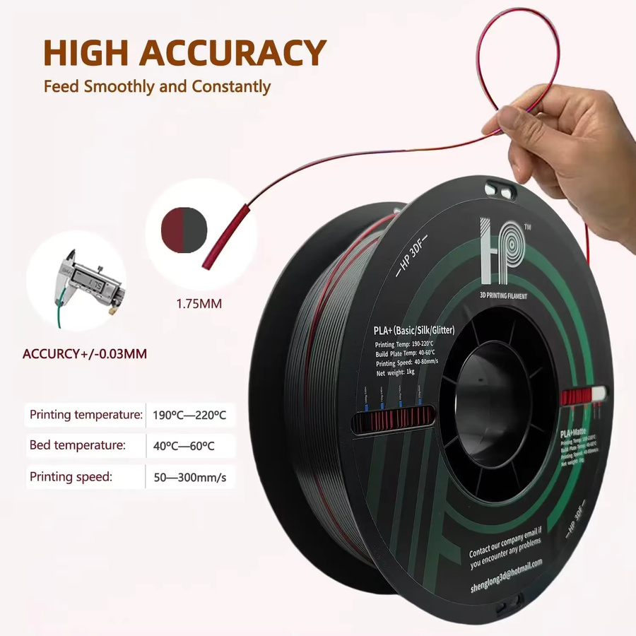 HP 3D-Drucker-Filament Set, 3 Rollen, Farbe: Grün, Durchmesser: 1,75 mm, Gesamtgewicht: 3 kg, passend für die meisten FDM-3D-Drucker - Bild 3