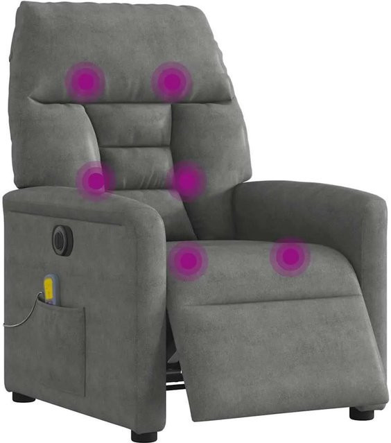vidaXL Elektrischer Massagesessel in Dunkelgrau aus Mikrofasergewebe mit Armlehnen - Bild 1
