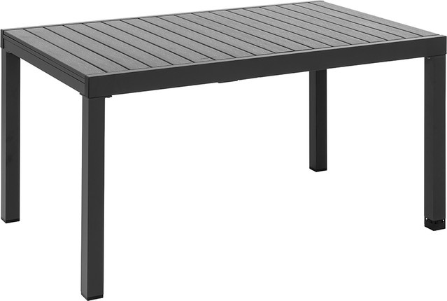 Ausziehbarer Gartentisch Solax-Sunshine aus Aluminium und FSC-zertifiziertem Polywood Holz in Schwarz, B/T/H: 150 x 90 x 74 cm - Bild 1