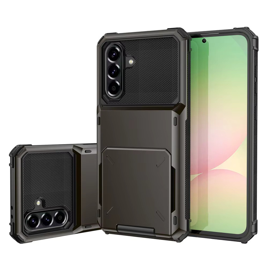 Samsung Brieftaschen-Handyhülle in Schwarz mit Kartenfach und versteckter Tasche als Klapphülle mit Hartschale für Android Smartphones - Bild 2