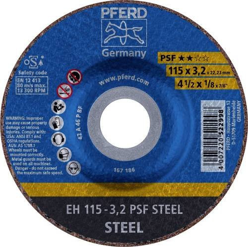 PFERD Trennscheibe EH 115-3,2 PSF STEEL gekröpft für Stahl, Blau, 25 Stück, Durchmesser: 115 mm, Breite: 3,2 mm, Bohrung: 22,23 mm - Bild 1