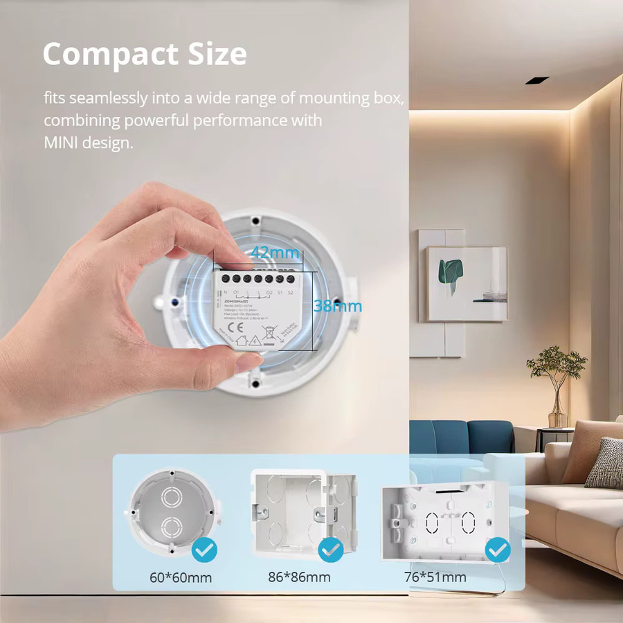 Zemismart WiFi Smart Relay Mini Switch Modul mit Power Monitor, 1-Gang, Weiß, kompatibel mit Tuya Smart und Smart Life App - Bild 4