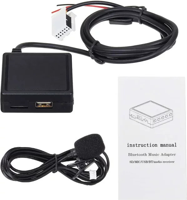 Bluetooth Aux Receiver mit USB und Mikrofon für Peugeot 207 307 407 308 und Citroen C2 C3 in Schwarz - Bild 1
