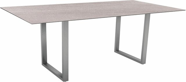 Stern Kufentisch Silverstar 2.0 Stone light mit Edelstahl Tischplatte in Grau, B/T: 200 x 100 cm - Bild 1