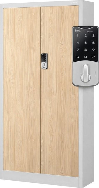 DANIEL Büro-Aktenschrank Daniel mit elektronischem Zahlenschloss in Grau Eiche, H: 185 cm, B: 90 cm, T: 40 cm - Bild 1