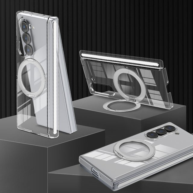 Magnetische MagSafe Schutzhülle mit Scharnierschutz und Ständer für Samsung Galaxy Z Fold 8 Ultra, 7, 6, 5 in Schwarz oder Transparent - Bild 1