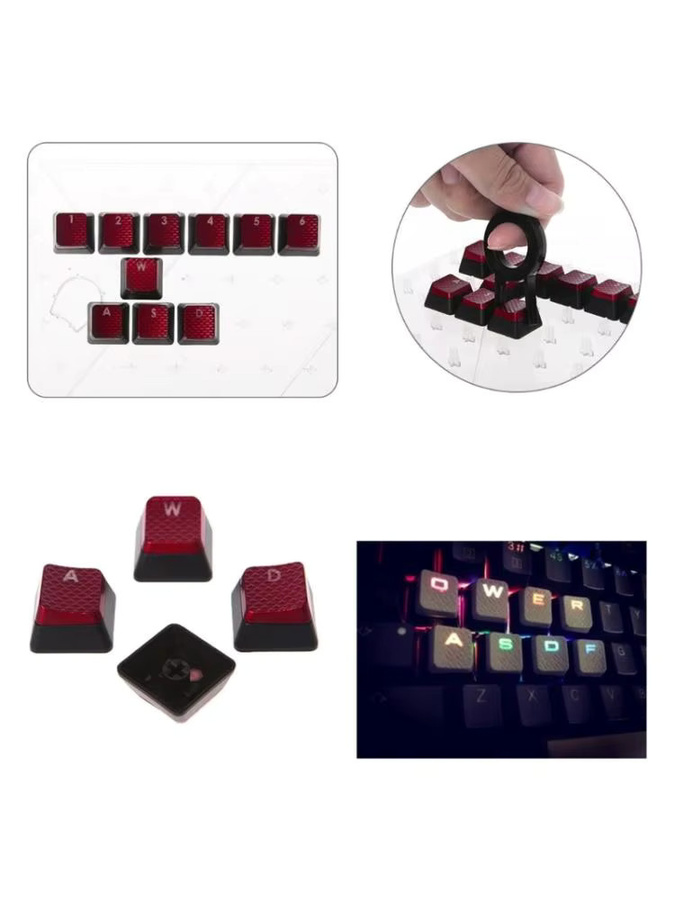 Corsair RGB Tastenkappen-Set für mechanische Gaming-Tastaturen, 10 Stück, Schwarz und Grau - Bild 1