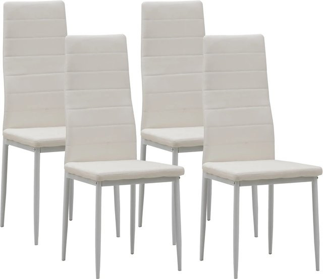 Albatros Esszimmerstühle MILANO 4er Set Weiss Polsterstühle mit Kunstleder-Bezug und Metall-Gestell - Bild 1