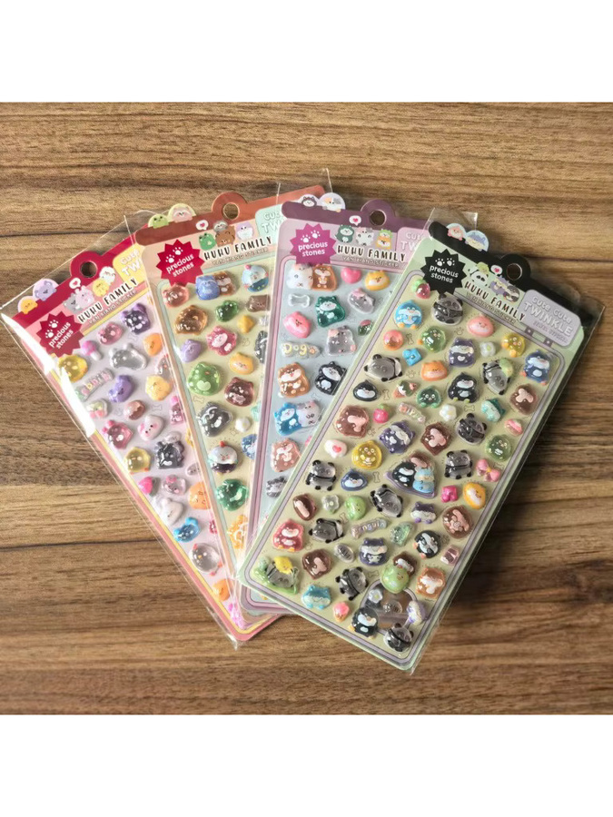 4 Stück 3D-geprägte Cartoon-Tieraufkleber aus Resin in Multicolour für Kinder zur DIY-Dekoration von Handys, Tablets, Federmäppchen und Rucksäcken von Sticker Story Store - Bild 2