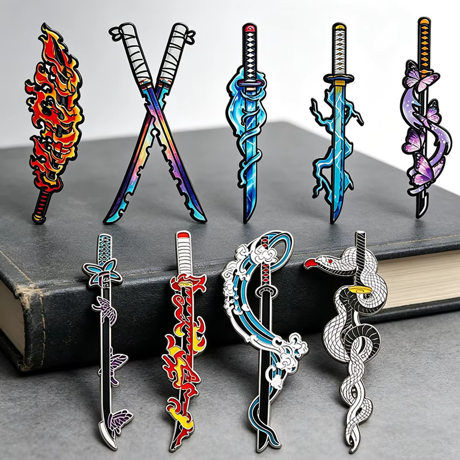 Bandai Emaille-Pin-Set, Demon Slayer Nichirin Schwert, Anime Katana Broschen, Bunt - Bild 2