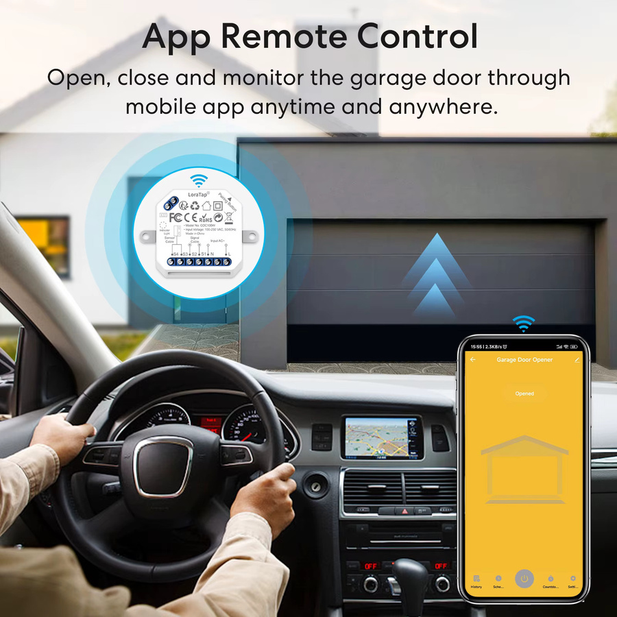 LoraTap Tuya Wireless Garagentoröffner Controller Schalter in Weiß, kompatibel mit Google Alexa und Smart Home Systemen - Bild 3