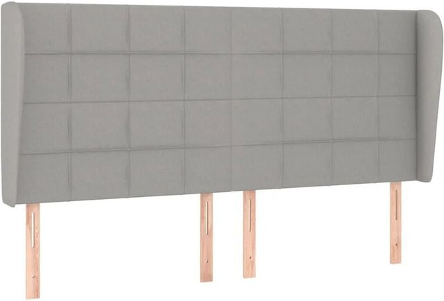 vidaXL Kopfteil mit Ohren in Hellgrau aus Stoff, B/T/H: 183 x 23 x 118/128 cm - Bild 1