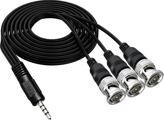 BSN Audio-Video-Konverterkabel von 3,5-mm-Klinke auf 3 x BNC-Stecker, Schwarz, Länge: 0,5 m / 1 m / 1,8 m - Bild 1