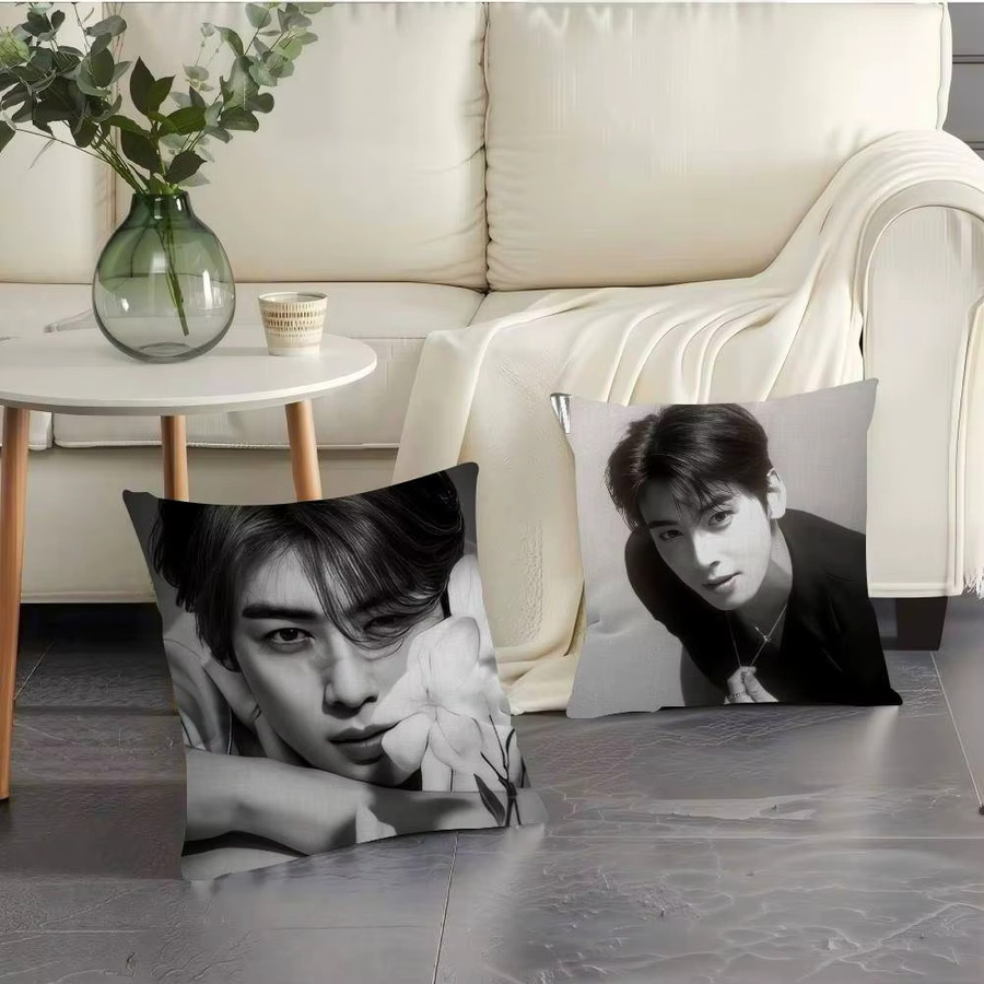 Singer Cha ido EunWoo Kissenbezug mit Grafikprint, quadratisch, Farbe: Grau, Breite: 30 cm, Höhe: 30 cm - Bild 2