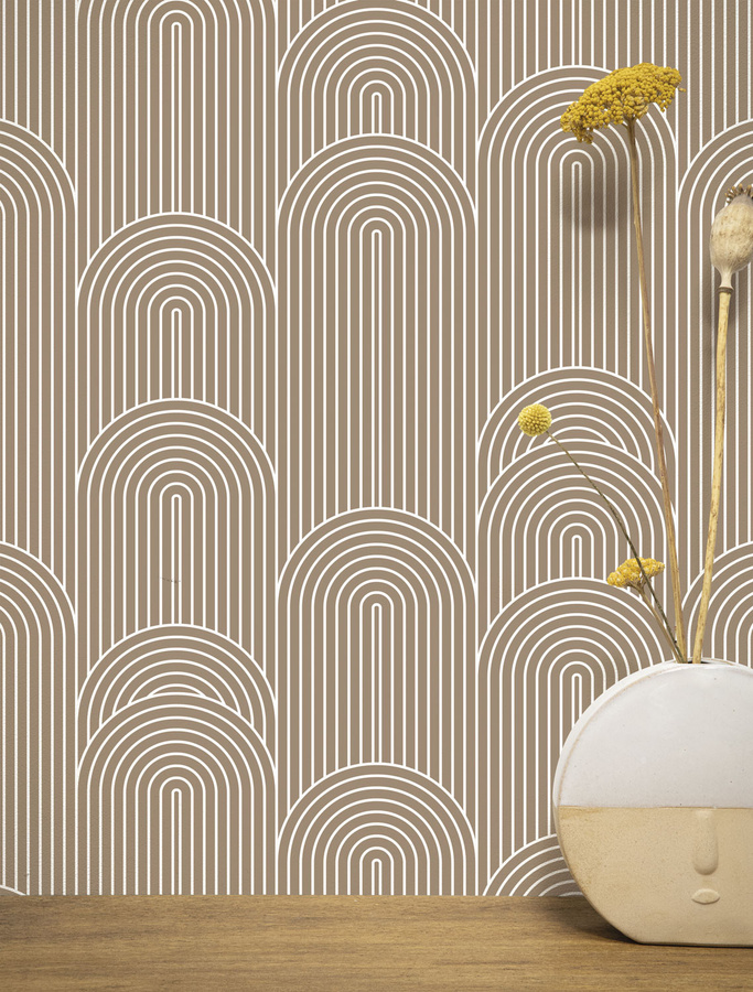 KEK Amsterdam Tapete Graphic Lines 1 WP-736 Abstract Art Deco Geometrisch in Beige und Braun - Bild 1