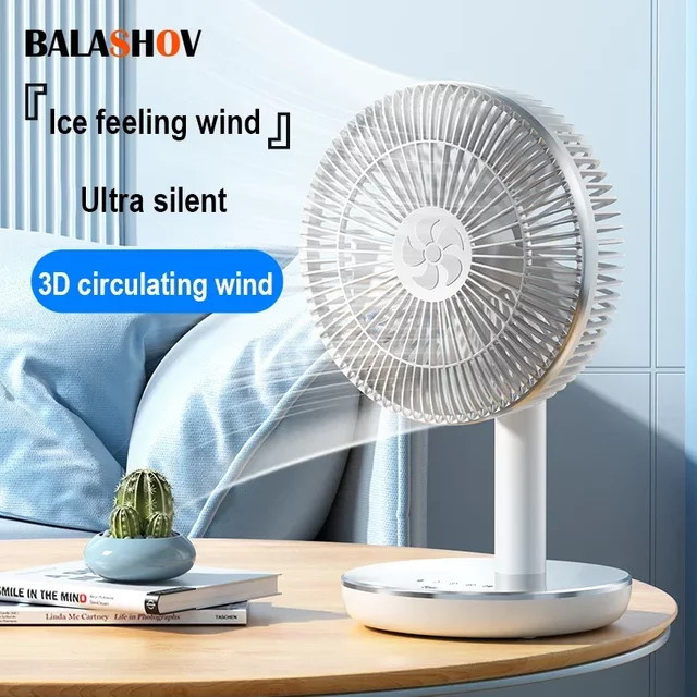 BALASHOV Tragbarer Tischventilator mit 7200 mAh Akku, USB-aufladbar, Farbe: Weiß - Bild 1
