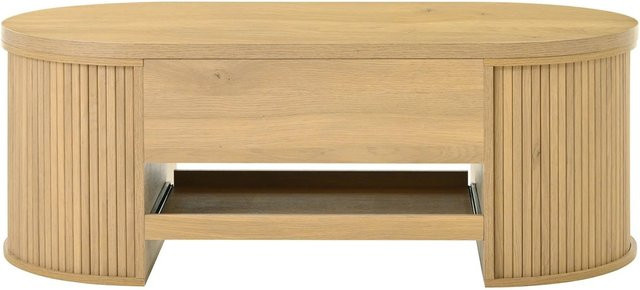 okwish Couchtisch mit höhenverstellbarer Tischplatte und gebogenen Holzseiten in Walnuss Natur, B/T/H: 110 x 56 x 40 cm - Bild 1