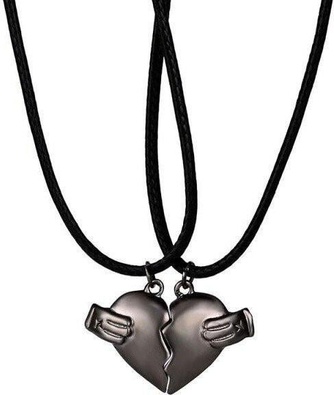 YIRAN Jewelry Halskette, Magnetischer Herzanhänger, Kupfer, Seil Kette, Unisex, black - Bild 1