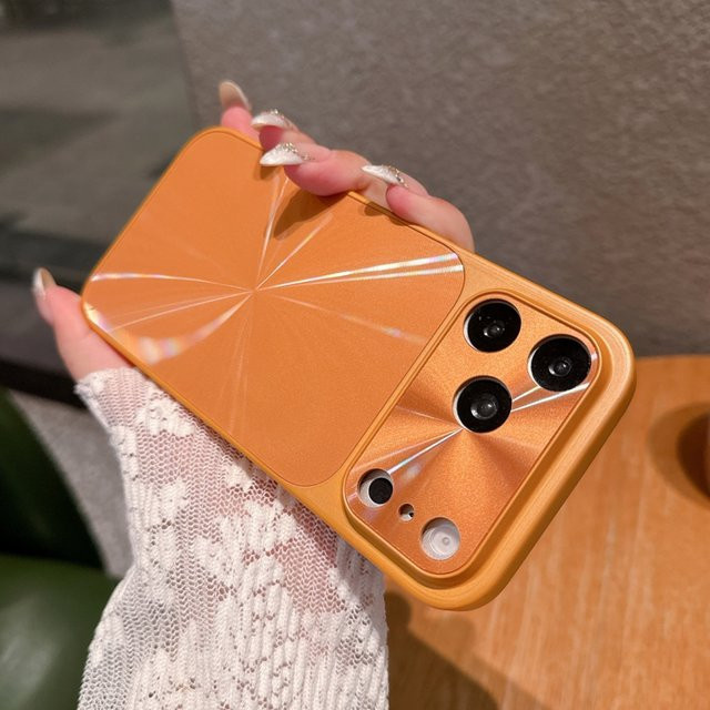 Stoßfeste Handyhülle mit Laser-CD-Muster für iPhone 13 14 15 16 17 Pro Max Plus von SUNWARD in Blau und Orange - Bild 1