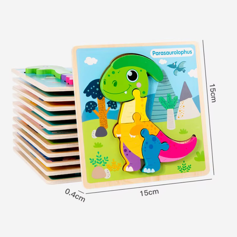 Tlewj Dinosaurier 3D Puzzle, Holz, Bunt / Mehrfarbig - Bild 3