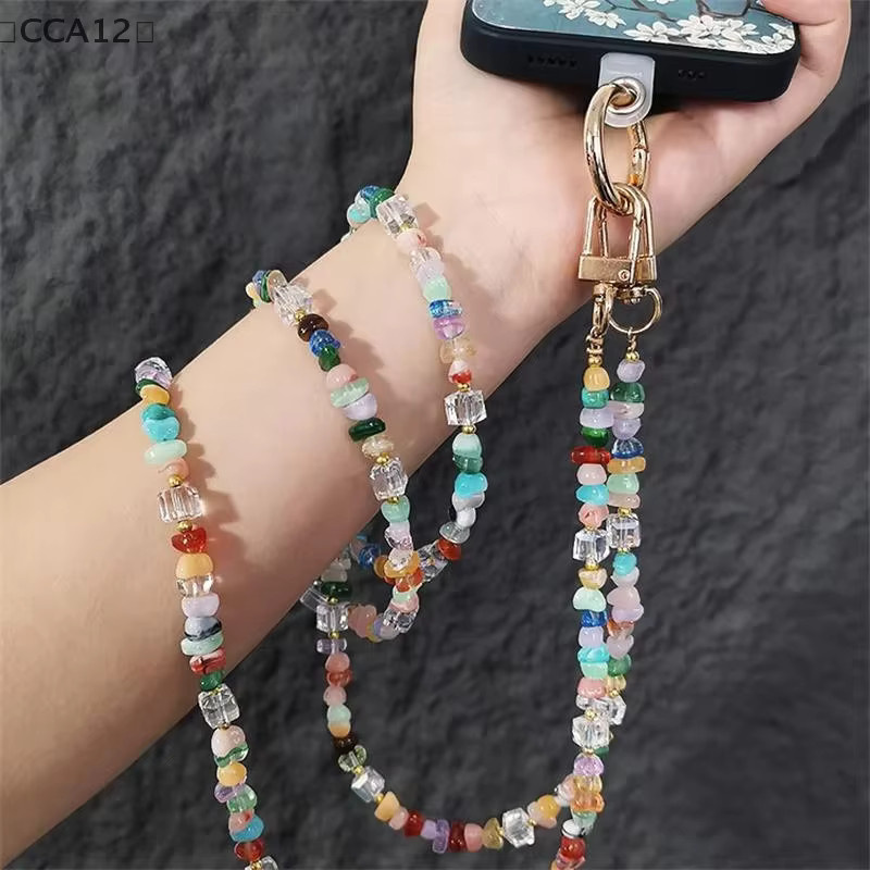 HUXUAN Handy-Umhängegurt mit Stein-Edelstein-Perlenkette in Multicolour für iPhone 15 14 13 12 11 Pro Max - Bild 2