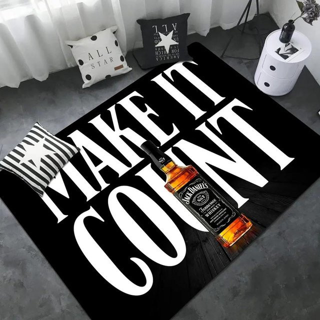 Karpetti Jack Daniels Muster Raummatte, schwarz, B/T: 80 x 120 cm, rutschfest und waschbar - Bild 1