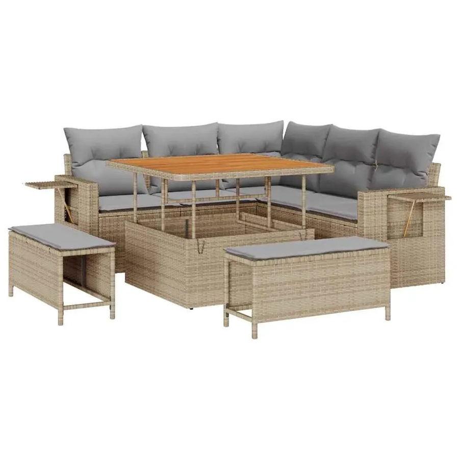 vidaXL Garten-Sofa-Set 8-teilig aus Poly-Rattan in Beige - Bild 2