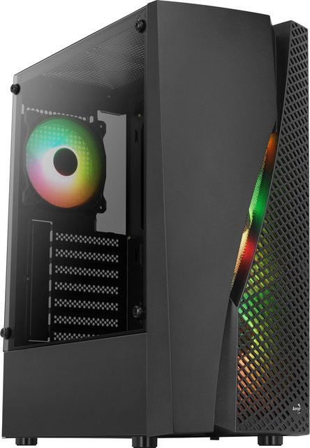 Aerocool WAVEBKV3 PC-Gehäuse in Schwarz mit RGB-Beleuchtung, unterstützt ATX, micro ATX und Mini-ITX, Breite: 15,8 cm - Bild 1