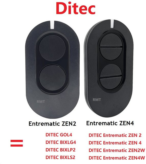 Ditec Tor-Fernbedienung für Garagentoröffner Entrematic ZEN ZEN4 ZEN2W ZEN4W GOL4 BIXLG4 BIXLP2 BIXLS2 433,92 MHz Rolling Code - Bild 1