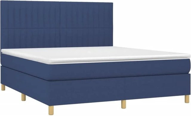 vidaXL Boxspringbett Hybrid mit Matratze und Taschenfedern, Blau, B/T/H: 180 x 200 x 118 cm - Bild 1