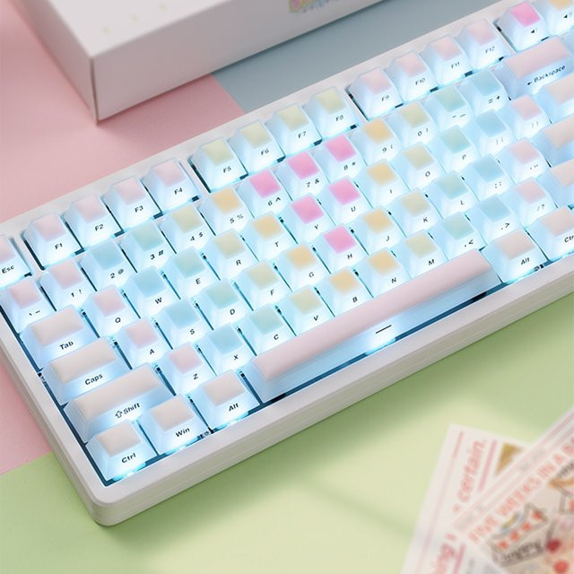 Venit Keys Rainbow Jelly Tastenkappen aus Silikongel, 126 Tasten, Double Shot Cherry Profile, PC-Material, Multicolor - Bild 1