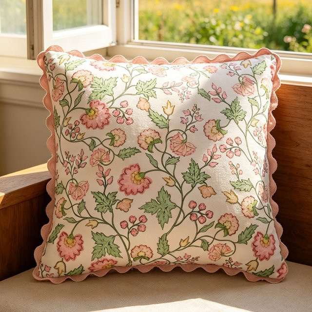 BUYNOW Kissenbezug mit floralem Frühlingsblumen-Print und Spitzenbesatz, Landhausstil, Gelb/Mehrfarbig, B/T/H: 45 x 45 x 45 cm - Bild 1