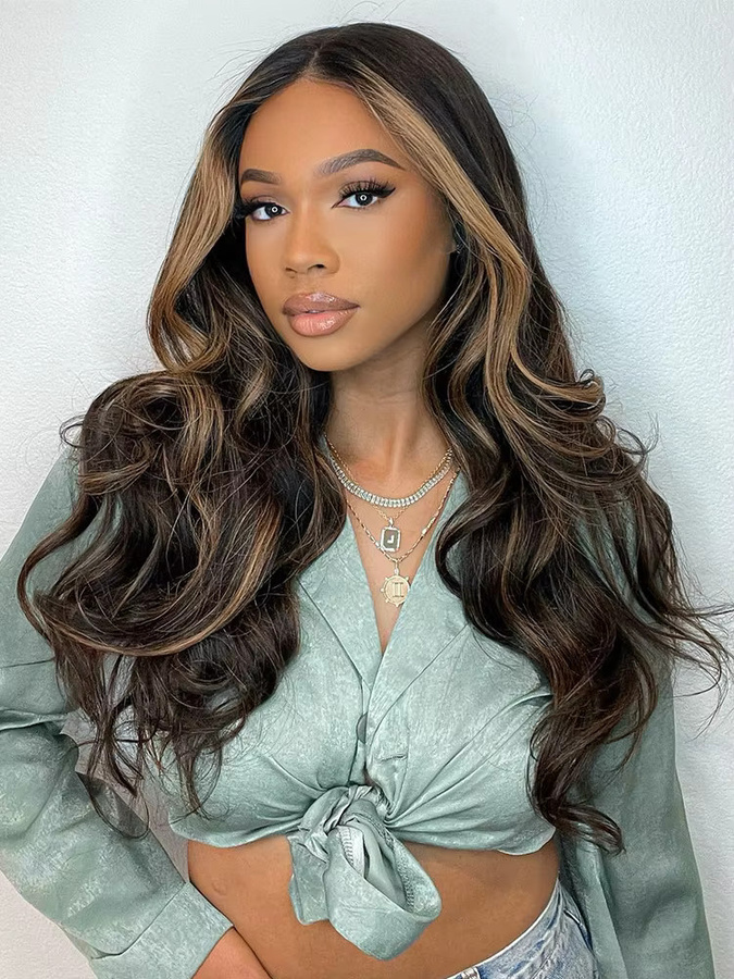 Tendresse Remy Echthaar Body Wave Bundles mit HD Lace Closure, Ombre Bouncy Wave, 3/4 Bundles mit 4x4 Closure - Bild 5