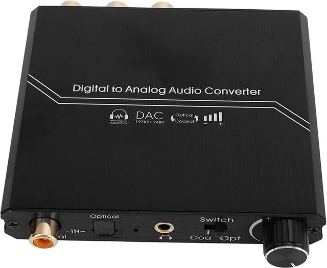 Beautyyy Digital-Analog-Soundwandler mit Lautstärkeregelung, 192KHz, Optisch/Koaxial zu Analog Stereo RCA und 3,5mm Klinke, Schwarz - Bild 1