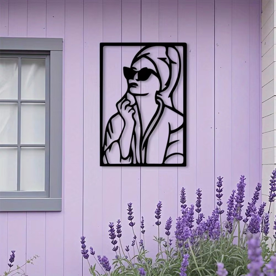 CIFBUY Moderne Minimalistische Metall-Wandkunst in Schwarz-Weiß als abstrakte Linienzeichnung für Innen und Außen - Bild 2