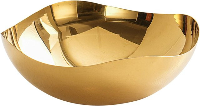 Moderne Obstschale und Salatschüssel aus Edelstahl von Insiders in Gold, Durchmesser: 16 cm - Bild 1