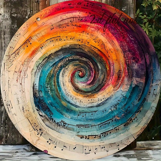 Potdemiel Rundes Aluminium-Wandschild mit Musik-Motiv in Mehrfarben, Durchmesser: 20,0 cm - Bild 1