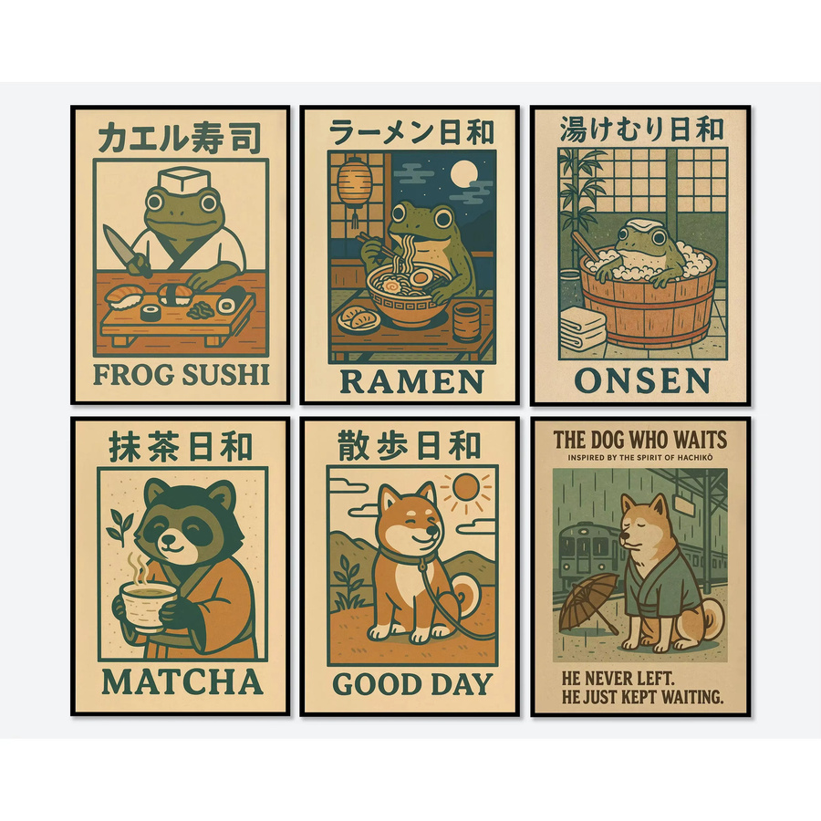 Potdemiel Japanische Retro-Tiere-Serie Leinwand Posterdruck als rahmenlose Wanddekoration für dein Wohnzimmer oder Schlafzimmer - Bild 2