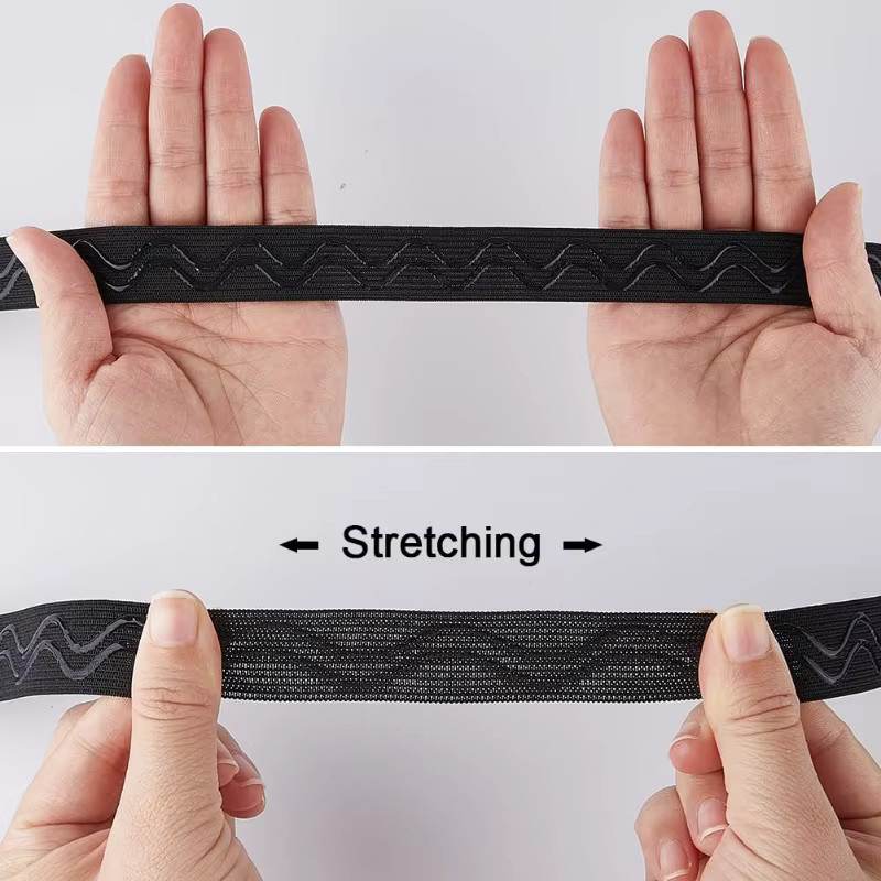 Rutschfestes elastisches Silikonband mit Wellenstruktur für DIY-Kleidungsstücke, Breite: 20 mm, Länge: 7,34 m, Farbe: Schwarz - Bild 4