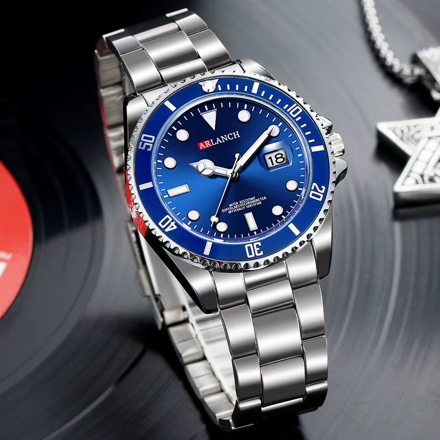 ARLANCH Armbanduhr, Quarz, Edelstahl, Schwarz, Datum, Herren - Bild 1