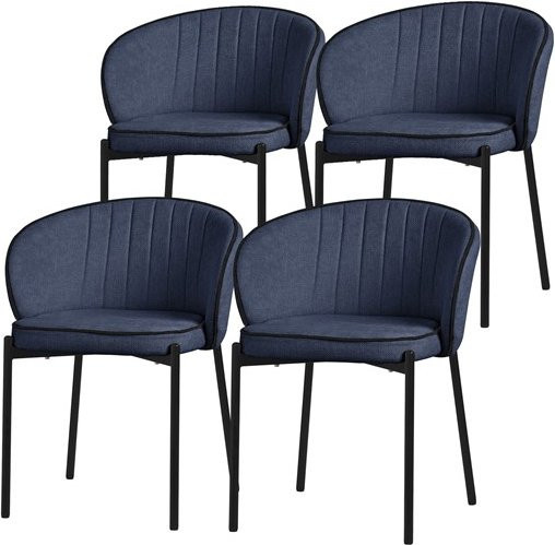 4er Set Esszimmerstühle von ML-Design in Dunkelblau mit Armlehnen und Metallbeinen - Bild 1