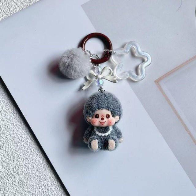 Monchichi Schlüsselanhänger mit Schleife, gray, Unisex - Bild 1
