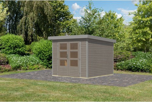 KARIBU Gartenhaus Osterby 3,5 D aus nordischem Fichtenholz in Grau mit Pultdach und Zylinderschloss, B/H/T: 266,5 x 209 x 242 cm - Bild 1