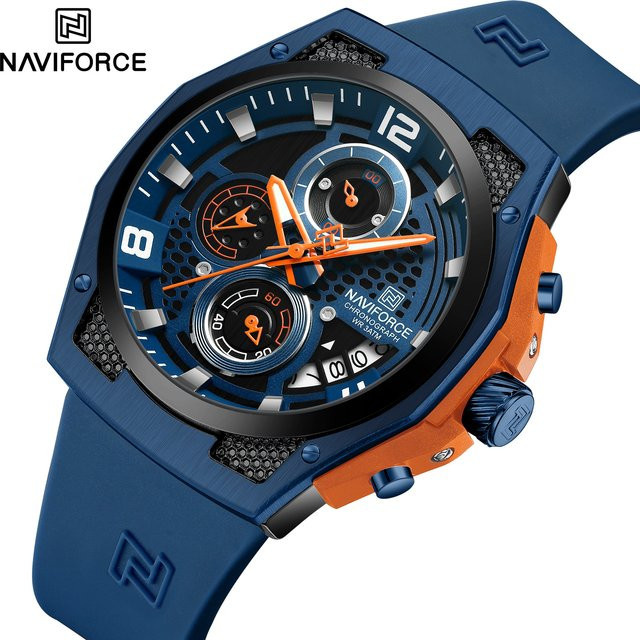 NAVIFORCE Armbanduhr Chronograph, Quarz, Silikon, Schwarz, Herren - Bild 1