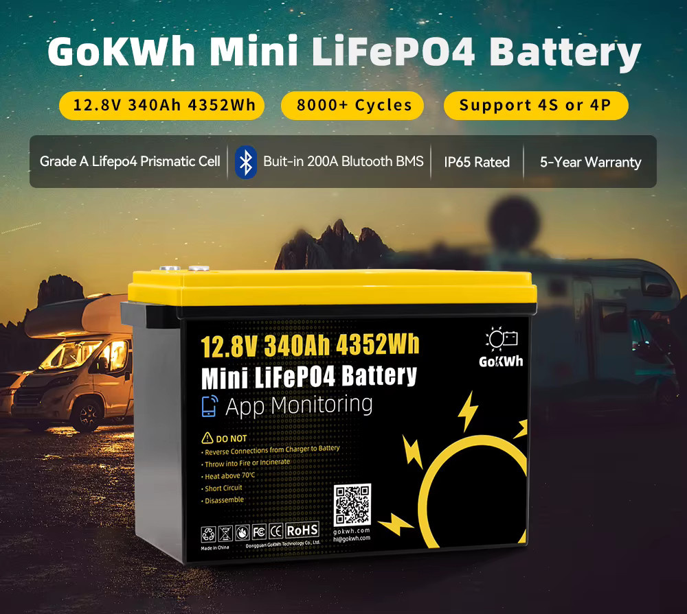 Futuraglow 12V 340Ah LiFePO4-Batterie 4352Wh Klasse A mit integriertem BMS für Wohnmobil, Boot und Solar-Energiespeicher - Bild 4