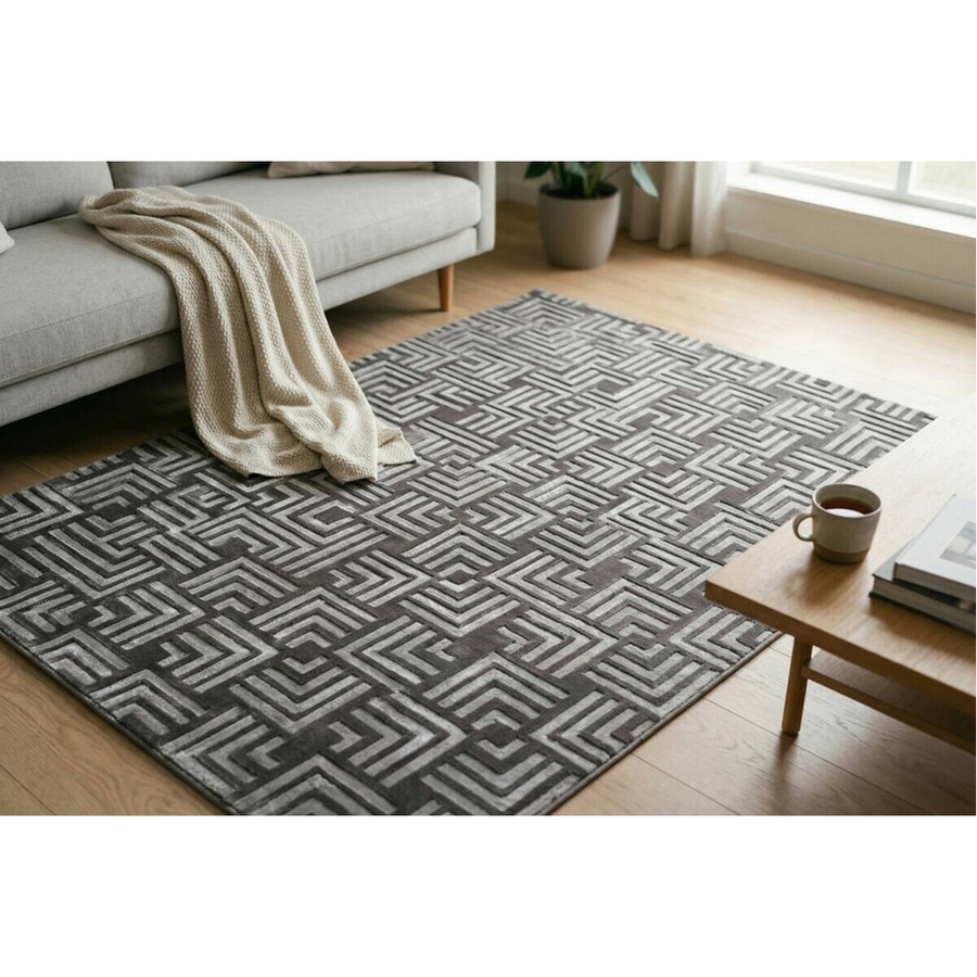 Kayoom Teppich Calma in Anthrazit mit modernem Winkelmuster, Breite: 120 cm, Länge: 160 cm - Bild 4