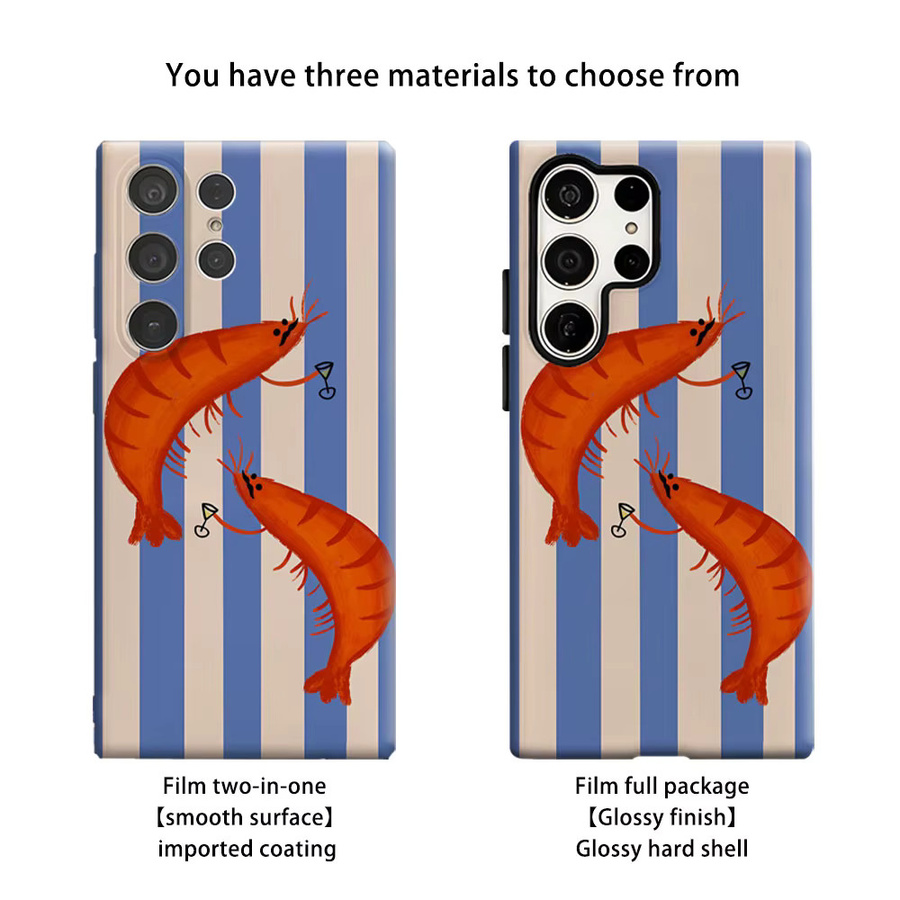 Aurbe Handyhülle für Samsung Galaxy S26 S25 S24 S23 Ultra Plus mit HD Hard Shrimps Cheers Design in Multicolour - Bild 2